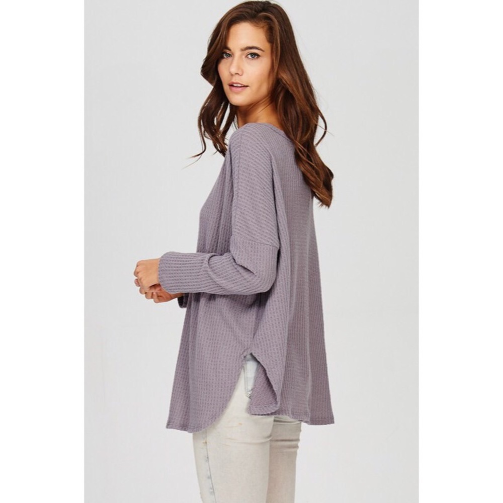 >LAST<< Alyssa Long Sleeve Thermal Knit - Purple - Picture 3 of 5
